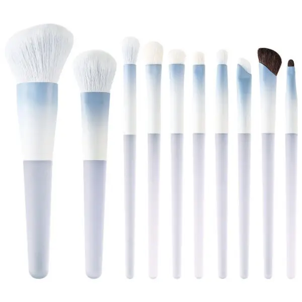 10PCs Blue Crystal Makeup Brush Set