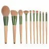 10PCs Wooden Green Makeup Brush Set