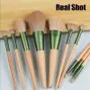 10PCs Wooden Green Makeup Brush Set - Image 6