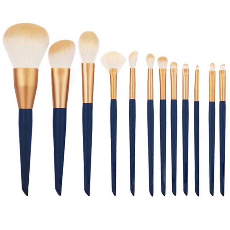 12PCs Blue Makeup Brush Set