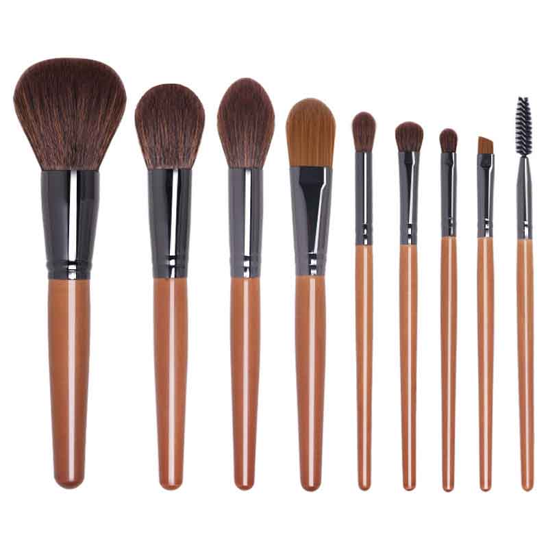 9PCs Brown Makeup Brush Set