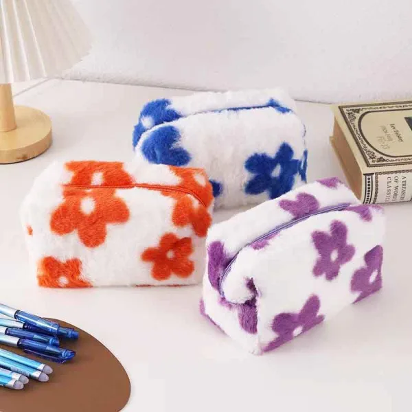 Plush Flower Cosmetic Bag